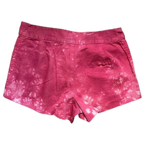 J. Crew Shorts Tie Die Chinos Khakis Red White High Rise Pockets Zip Women 2 - Picture 6 of 7